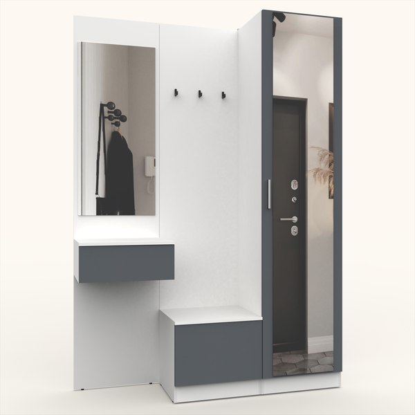 Секция в прихожую Интермебель Марсель-106 / МР 01-106 (графит серый) - фото