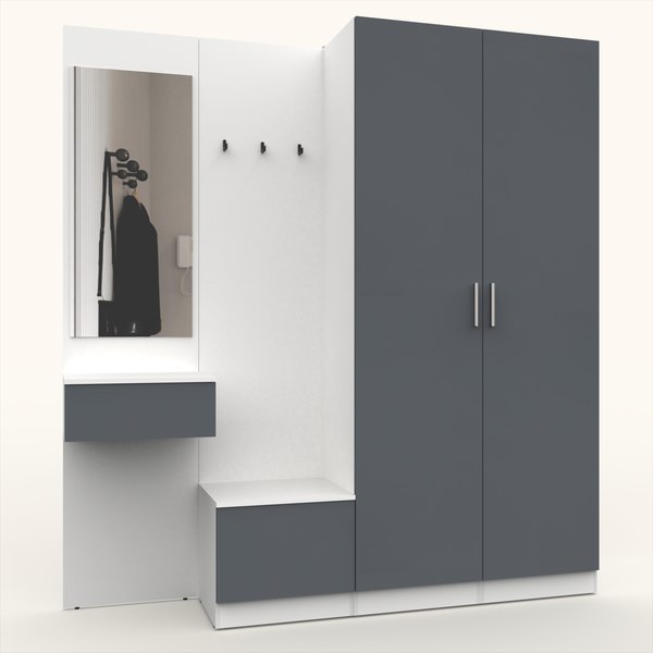 Секция в прихожую Интермебель Марсель-107 / МР 01-107 (графит серый) - фото