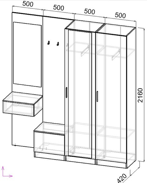 Секция в прихожую Интермебель Марсель-108 / МР 01-108 (белый премиум)
