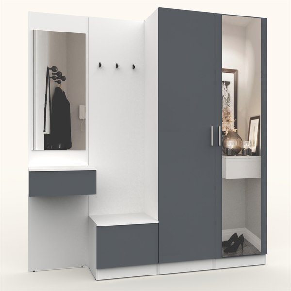 Секция в прихожую Интермебель Марсель-108 / МР 01-108 (графит серый) - фото