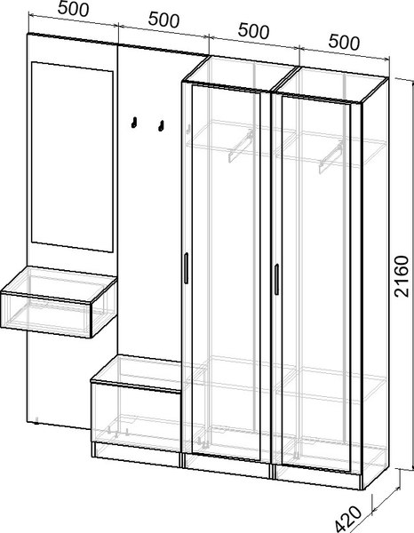 Секция в прихожую Интермебель Марсель-109 / МР 01-109
