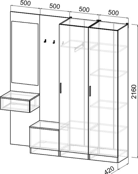 Секция в прихожую Интермебель Марсель-110 / МР 01-110