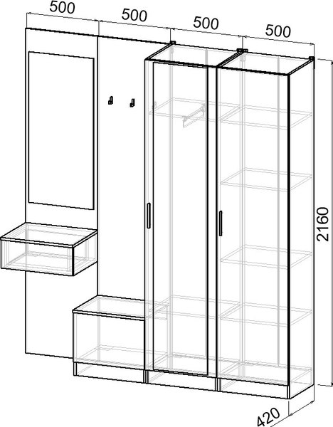 Секция в прихожую Интермебель Марсель-111 / МР 01-111