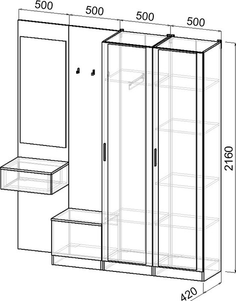 Секция в прихожую Интермебель Марсель-112 / МР 01-112