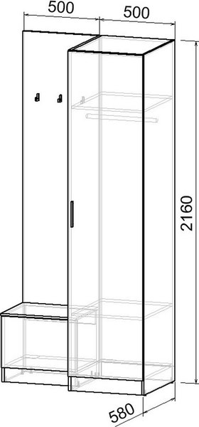 Секция в прихожую Интермебель Марсель-150 / МР 01-150