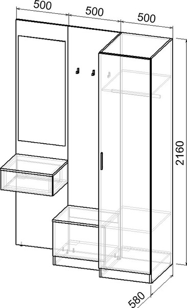 Секция в прихожую Интермебель Марсель-154 / МР 01-154