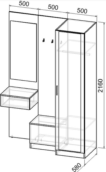 Секция в прихожую Интермебель Марсель-155 / МР 01-155
