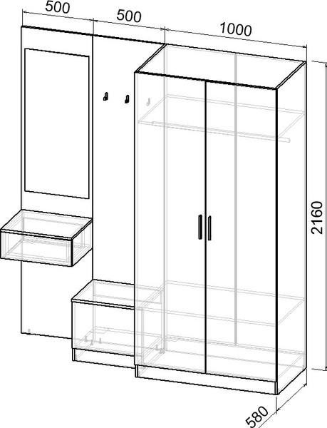 Секция в прихожую Интермебель Марсель-156 / МР 01-156