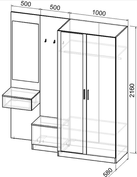Секция в прихожую Интермебель Марсель-157 / МР 01-157