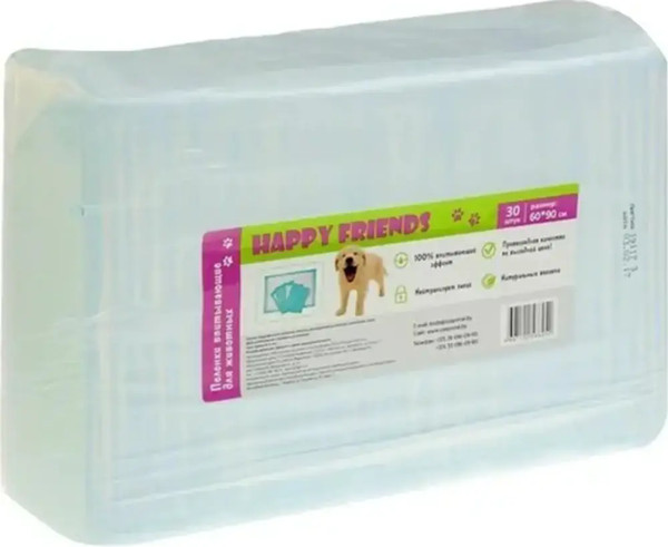 Одноразовая пеленка для животных Happy Friends Classic 60x90 - фото