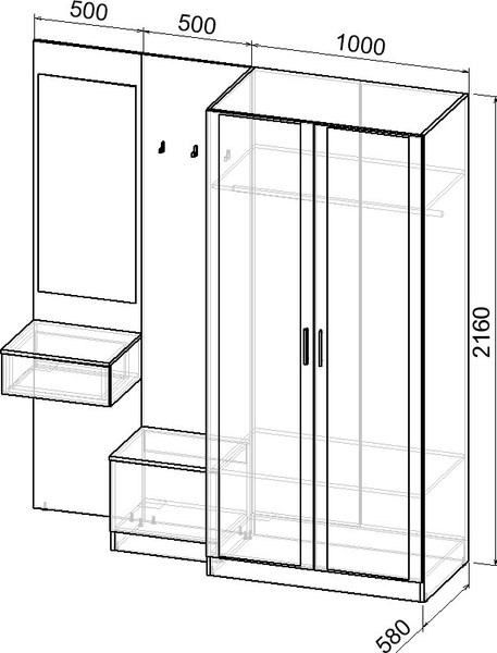 Секция в прихожую Интермебель Марсель-158 / МР 01-158
