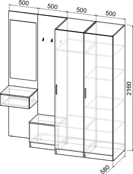Секция в прихожую Интермебель Марсель-159 / МР 01-159