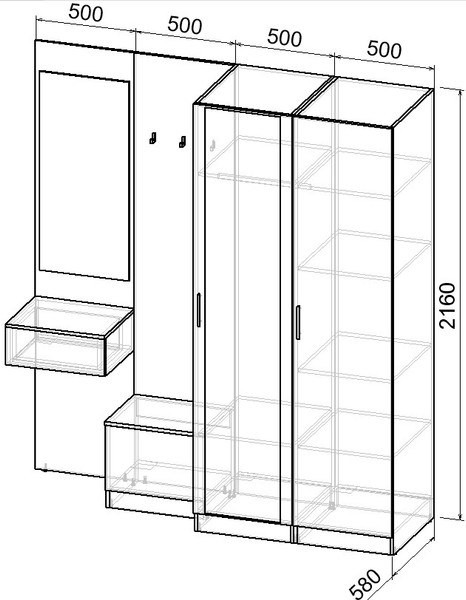 Секция в прихожую Интермебель Марсель-160 / МР 01-160