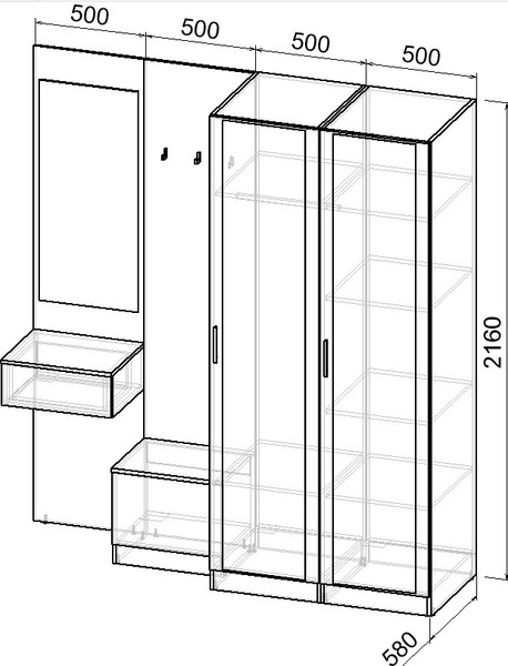 Секция в прихожую Интермебель Марсель-161 / МР 01-161