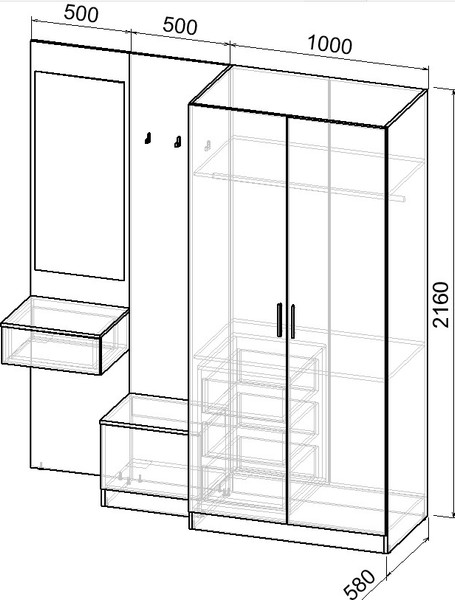 Секция в прихожую Интермебель Марсель-162 / МР 01-162