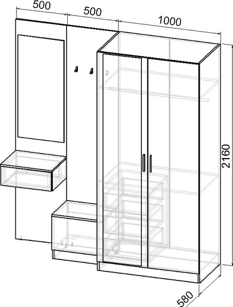 Секция в прихожую Интермебель Марсель-163 / МР 01-163