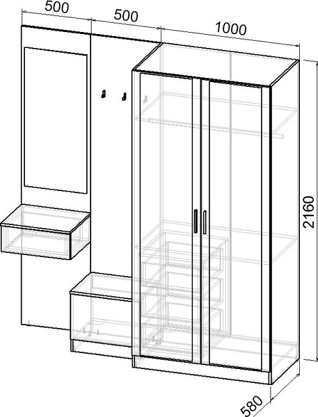Секция в прихожую Интермебель Марсель-164 / МР 01-164