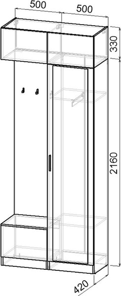 Секция в прихожую Интермебель Марсель-202 / МР 01-202