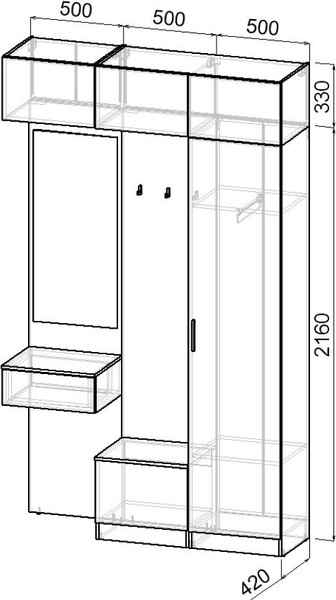Секция в прихожую Интермебель Марсель-205 / МР 01-205