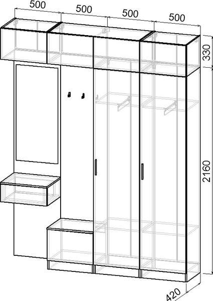 Секция в прихожую Интермебель Марсель-207 / МР 01-207