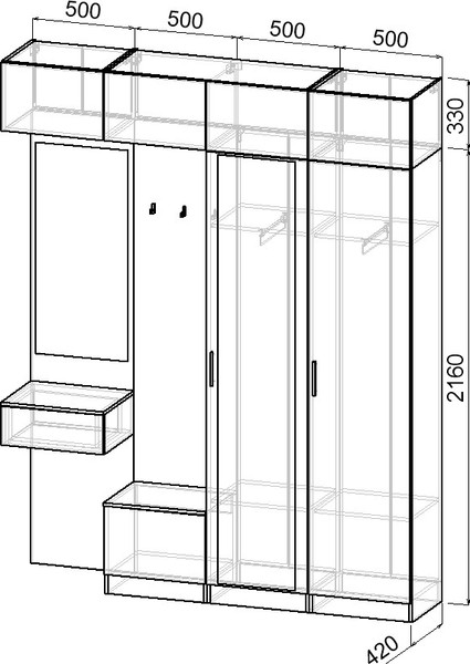 Секция в прихожую Интермебель Марсель-208 / МР 01-208