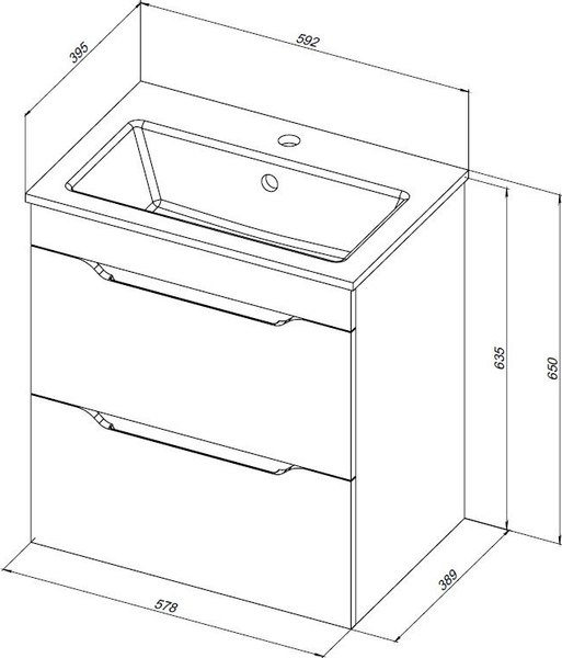 Тумба под умывальник Aquanet Практика 60 / 347963