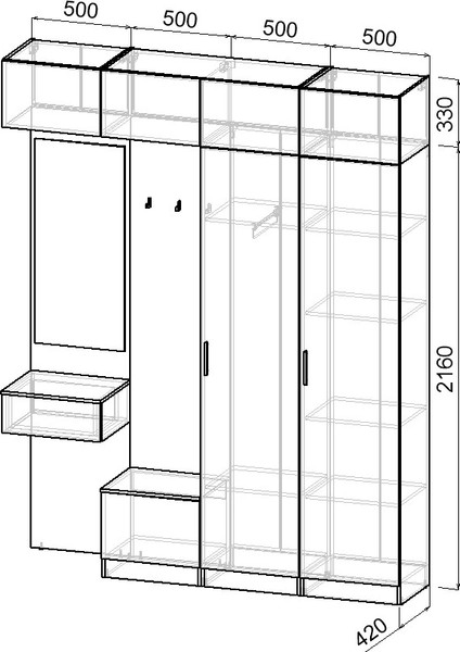 Секция в прихожую Интермебель Марсель-210 / МР 01-210