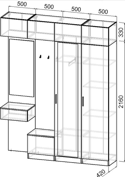 Секция в прихожую Интермебель Марсель-211 / МР 01-211