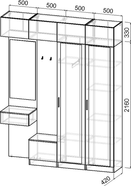 Секция в прихожую Интермебель Марсель-212 / МР 01-212