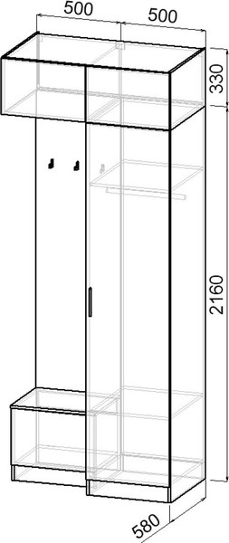 Секция в прихожую Интермебель Марсель-250 / МР 01-250