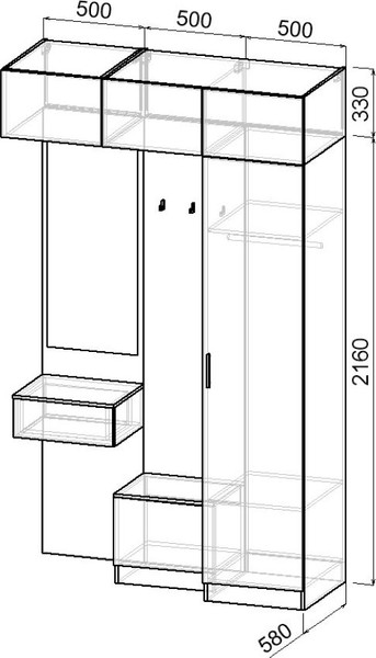Секция в прихожую Интермебель Марсель-254 / МР 01-254