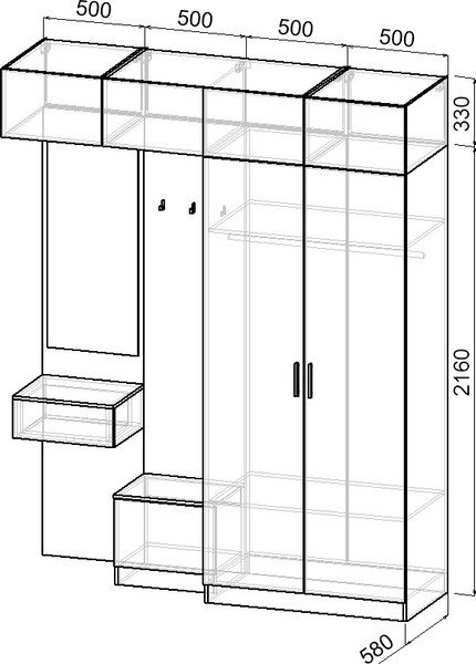 Секция в прихожую Интермебель Марсель-256 / МР 01-256