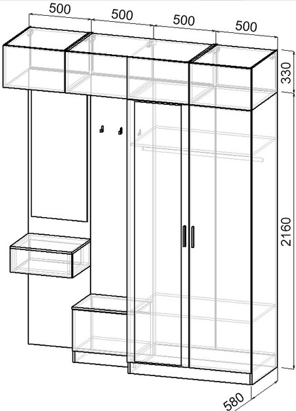 Секция в прихожую Интермебель Марсель-257 / МР 01-257
