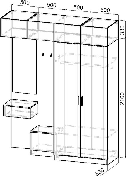 Секция в прихожую Интермебель Марсель-258 / МР 01-258