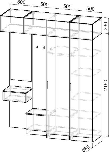 Секция в прихожую Интермебель Марсель-259 / МР 01-259