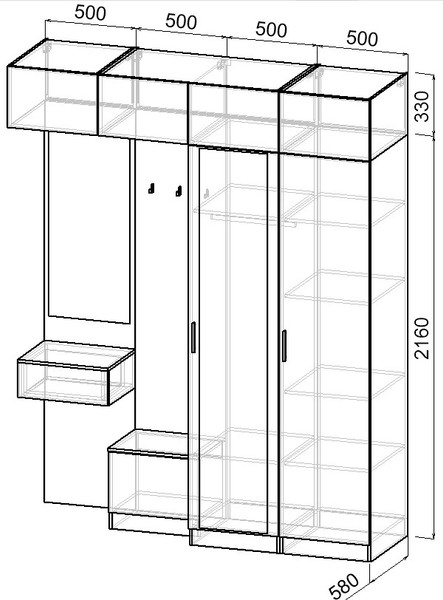 Секция в прихожую Интермебель Марсель-260 / МР 01-260