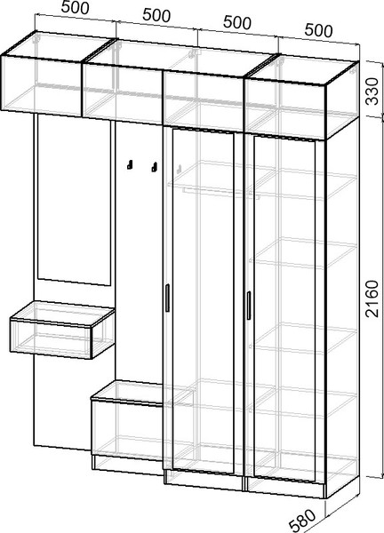 Секция в прихожую Интермебель Марсель-261 / МР 01-261