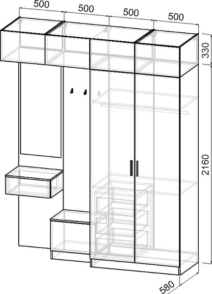 Секция в прихожую Интермебель Марсель-262 / МР 01-262