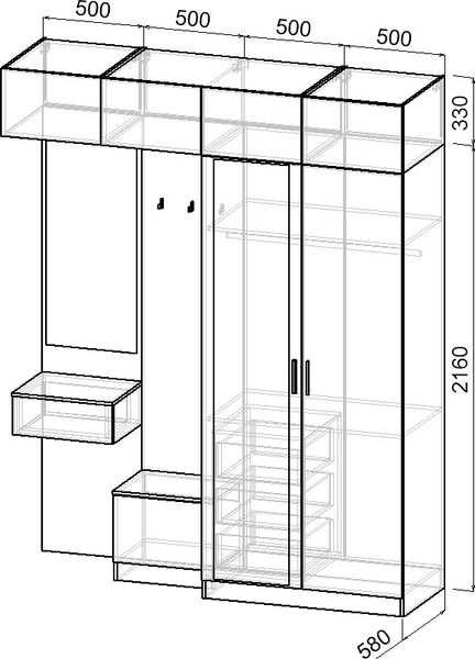 Секция в прихожую Интермебель Марсель-263 / МР 01-263