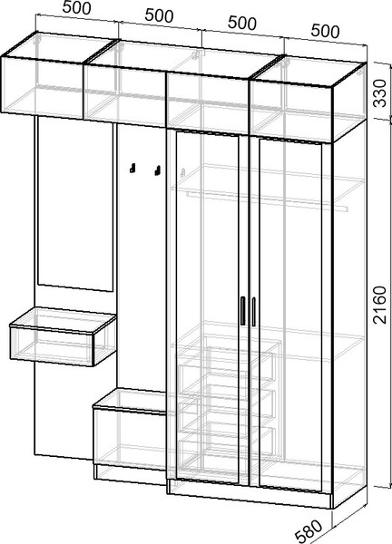 Секция в прихожую Интермебель Марсель-264 / МР 01-264