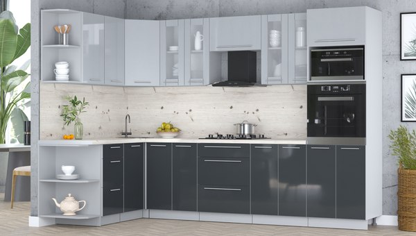 Кухонный гарнитур Интерлиния Мила Пластик 1.68x3.0 LV