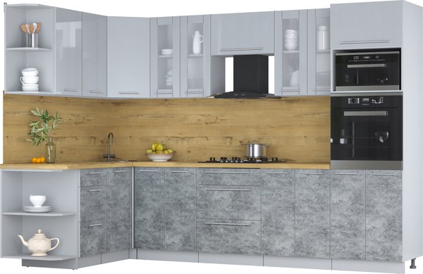 Кухонный гарнитур Интерлиния Мила Пластик 1.68x3.0 LV - фото