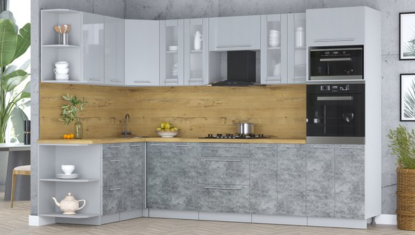 Кухонный гарнитур Интерлиния Мила Пластик 1.68x3.0 LV