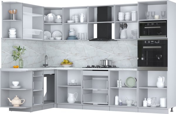 Кухонный гарнитур Интерлиния Мила Пластик 1.68x3.0 LV