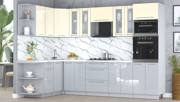 Кухонный гарнитур Интерлиния Мила Пластик 1.68x3.0 LV