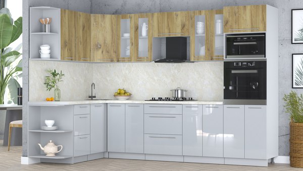 Кухонный гарнитур Интерлиния Мила Пластик 1.68x3.0 LV