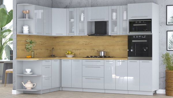 Кухонный гарнитур Интерлиния Мила Пластик 1.68x3.0 LV