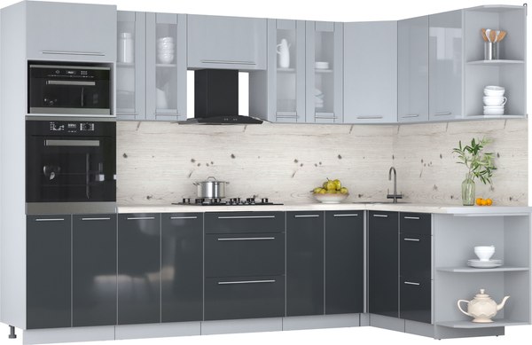 Кухонный гарнитур Интерлиния Мила Пластик 1.68x3.0 PR - фото