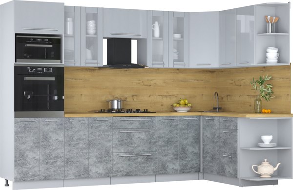 Кухонный гарнитур Интерлиния Мила Пластик 1.68x3.0 PR - фото