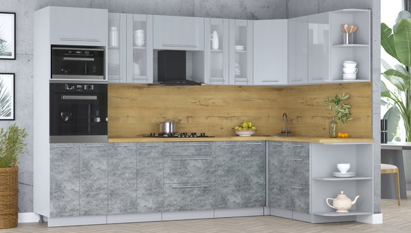 Кухонный гарнитур Интерлиния Мила Пластик 1.68x3.0 PR